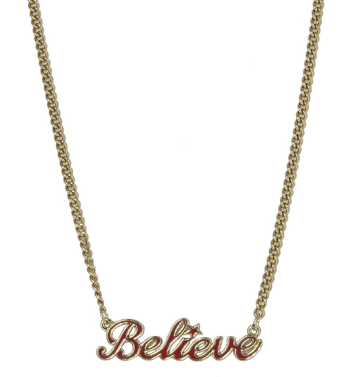 Red And Gold Plated Tinkerbell Believe Necklace