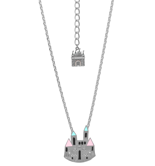 Disney Couture Rhodium Plated Multi Layer Castle Pendant