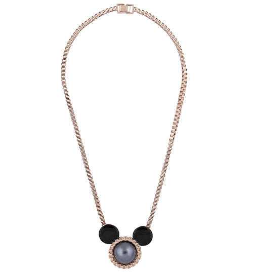 Disney Couture Rose Gold Plated Black Pearl Minnie Mouse Mawi
