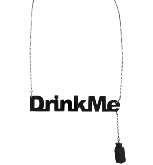 Disney Couture Silver Plated Alice In Wonderland Drink Me Font