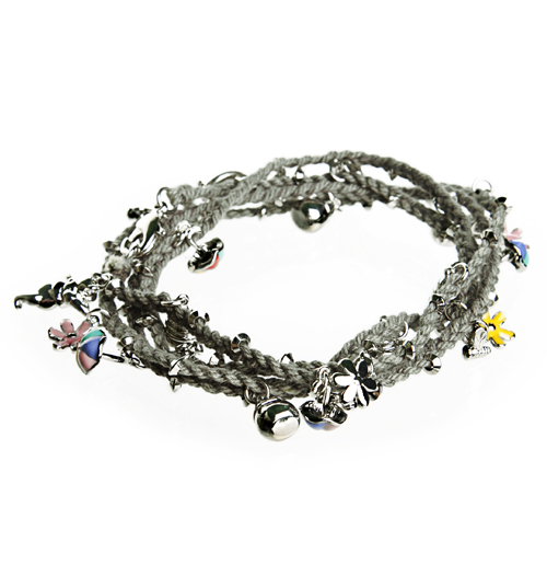 Disney Couture Silver Plated and Black Silk Braided Winnie The