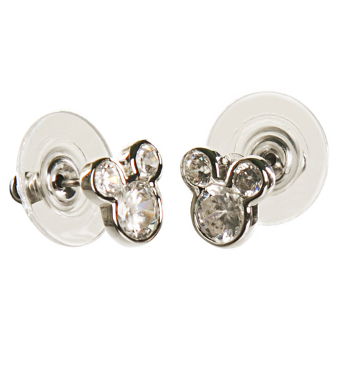 Disney Couture Silver Plated Diamante Mickey Mouse Stud