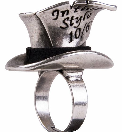 Disney Couture Silver Plated Mad Hatter Top Hat Ring from