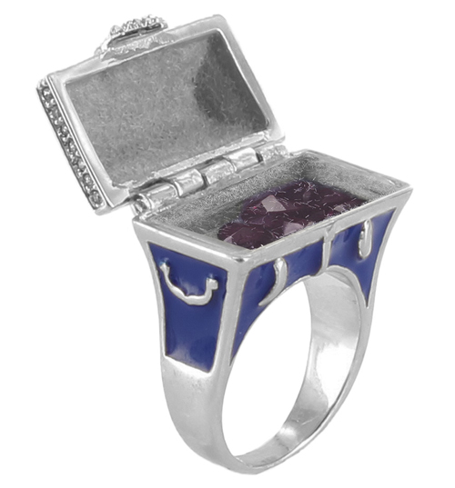 Silver Plated Opening Treasure Chest Ring With