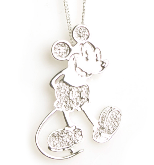Silver Plated Pave Crystal Mickey Mouse Figure