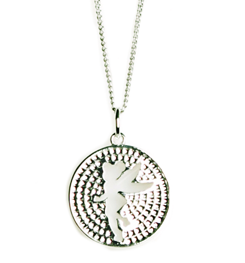 Disney Couture Silver Plated Pave Tinkerbell Cut Out Pendant