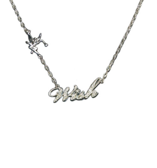 Disney Couture Silver Plated Tinkerbell Wish Necklace from
