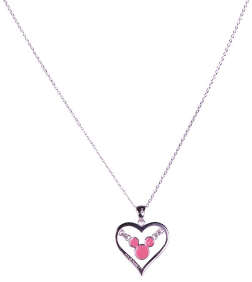 Sterling Silver Mickey Mouse Heart Necklace from