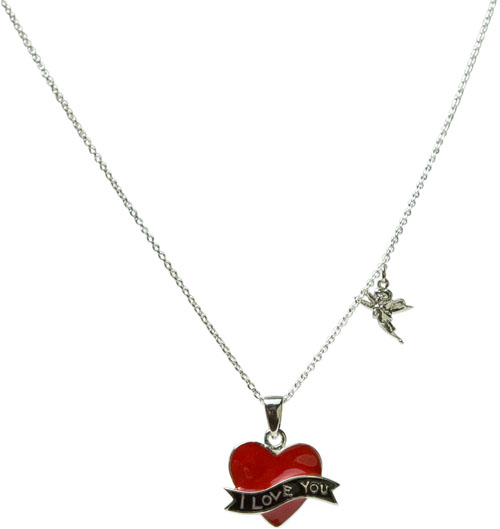 Disney Couture Sterling Silver Tinkerbell I Love You Heart Necklace from Disney Couture