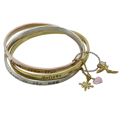 Disney Couture Three Piece Tinker Bell Rhodium And Gold Plated