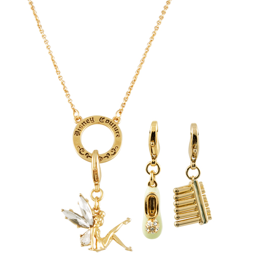 Disney Couture Tinkerbell Slipper and Flute Charm Necklace Gift