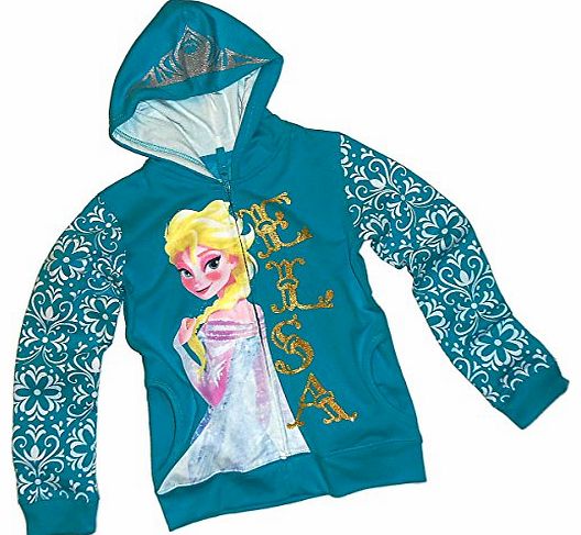 Disney Elsa -- Disney Frozen Juvy Girls Zipper-Fleece Hooded Sweatshirt , Small (4)