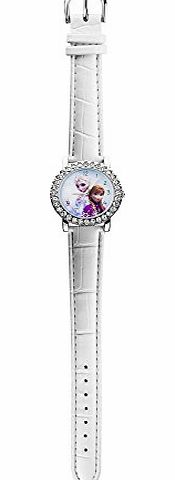Disney Frozen Childrens Quartz Watch with Multicolour Dial Analogue Display and White PU Strap FROZ5