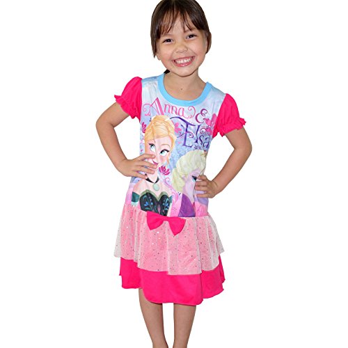 Disney Frozen Princess Anna Elsa Girls Pretty Pink Blue Dress Size 4 Age 3-4 Years Kids Clothes Childrens C