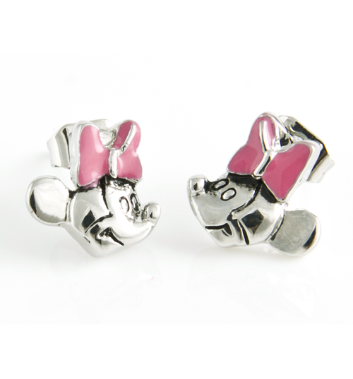Disney Jewellery Pink Minnie Mouse Enamel Stud Earrings from