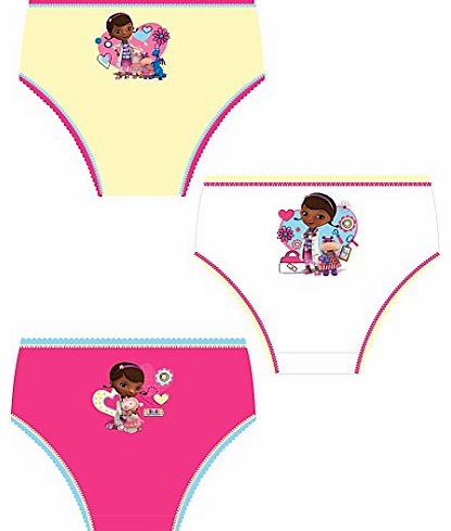 Disney Kids Girls Childrens 3 Multipack Character Underwear Pants Briefs Knickers Doc McStuffins Size 3-4 Years