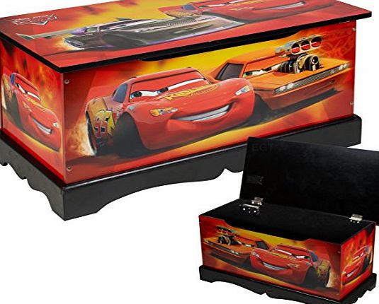 Disney MDF Wooden Chest Toy Storage Box Ottoman (Cars Lightning Mcqueen)