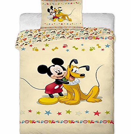 Disney Mickey Mouse and Pluto Single Duvet Cover Set