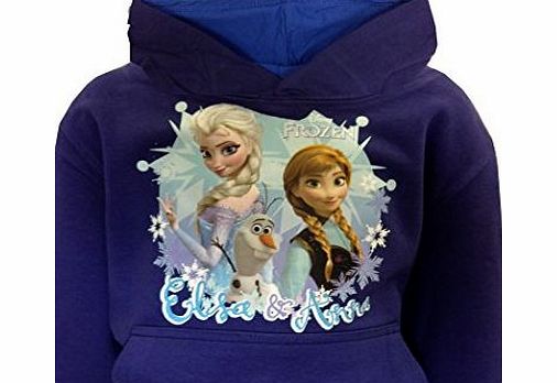 Disney Official Disney Frozen Girls Hoodie Sisters Elsa Anna Long Sleeve Hoody Sweater Kids Top Frozen Jumper Hoody (New Navy Blue) 11-12 Years