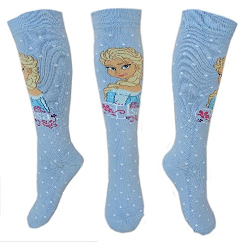 Official Disney Frozen Princess Elsa Girls Cotton Knee Socks Officially Licensed Product (13-16cm (23/26), Blue)