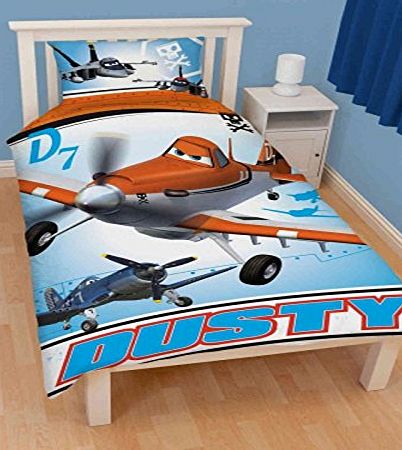 Disney Planes Kids Boys Prop Reversible Single Duvet Cover Bedding Set (Single Bed) (Blue)