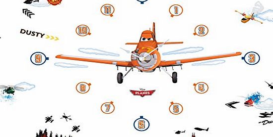 Disney Planes Tell the Time with Me Wall Clock Wall Sticker, Blue