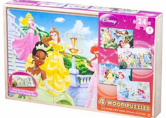 Princess 4 Wooden Puzzles in a Box