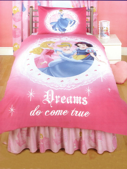 Disney Princess Duvet Cover and Pillowcase and#39;Dreams Do Come Trueand39; Design - Glitter Effect!