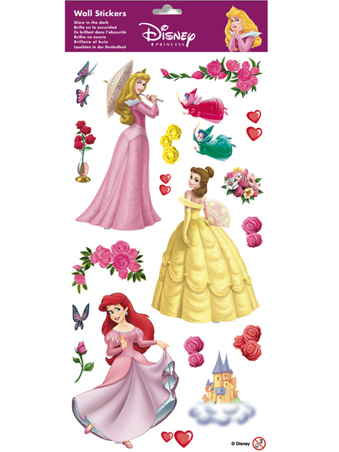 Disney Princess Glow In The Dark Wall Stickers 19 pieces
