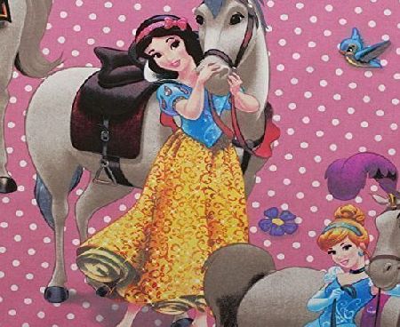 Disney Princess Polka Dot - Licensed Disney Cartoon Marvel DC Looney Toons Original Childrens Comic Character 100 Cotton Curtain Bedding Fabric