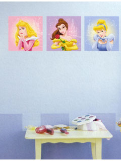 Disney Princess Wall Stickers Art Squares 3 large pieces