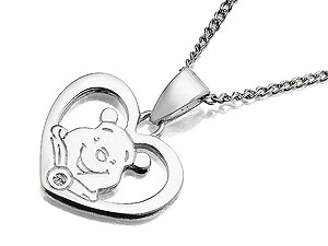 disney Silver Winnie the Pooh Diamond Heart and