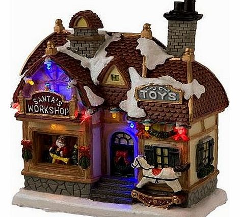 Disney Snow White Light Up Christmas Village Santas Toy Shop