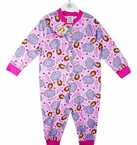 Girls Princess Sofia the First Onesie Popper Sleepsuit Pyjamas sizes from 18 Months to 5 Years