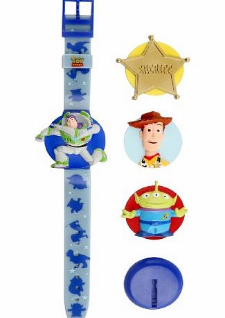 Disney Toy Story Interchangeable Head Lcd Watch amp; Badgeclip