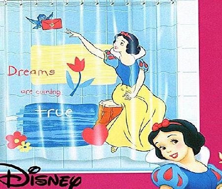 Disney Vinyl Waterproof Bathroom Standard Bath Shower Curtain with 12 Hooks Rings Set 180cm x 180cm (Princess Snow White)