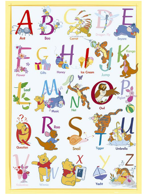 Winnie the Pooh Poster and#39;Alphabetand39; Design Maxi FP1338