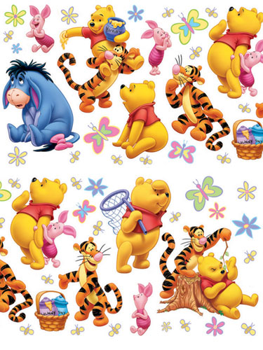 Winnie the Pooh Wall Stickers Stikarounds 100 Acre Wood Design 45 pieces