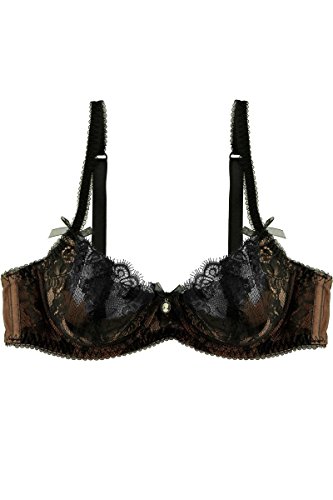 Von Follies by Dita von Teese Quarter Cup Bra 59957 34 C Black/Antique Rose
