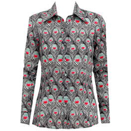 Dittos Long Sleeve Gib Peacock Blouse/ Shirt in