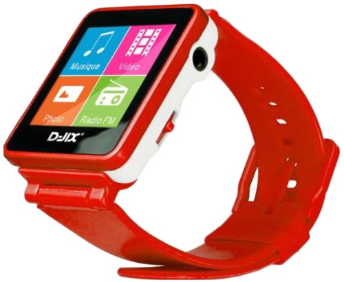 DJIX MP3 D Jix D WATCH - Watch with 1.5-Inch Touchscreen / Audio and Video Player / FM Radio - 4 GB - Red