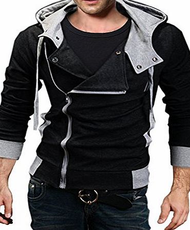 Mens Boys Hot Premium Slim Sweatshirt Jumper Pullover Tops Pullover Jacket Coat Black Grey Size XL