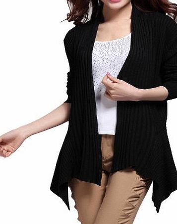 DJT Womens Ladies Knitted Wrap Shawl Drape Stretch Bolero Shrug Tops Blouse Cardigan Coat Black