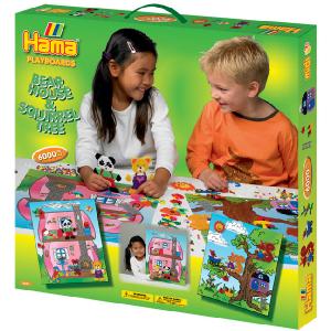 DKL Hama Beads Bear House and SquirrelTree Midi Beads Playboard Box Set