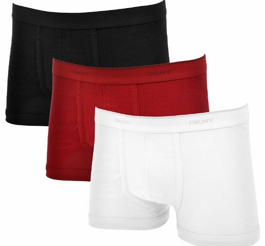 3 Pair Pack DKNY Mens Classic Boxer Shorts Briefs Trunks - White/Red/Black - XL