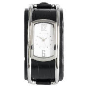dkny BLACK LEATHER CUFF STRAP WATCH