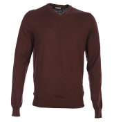 DKNY Fig Melange V-Neck Sweater