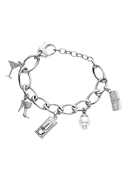 DKNY Im Charmed Steel Multi Charm Bracelet