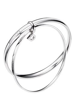 DKNY Circles Steel and Leather Double Bangle