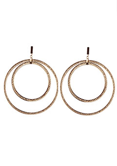 DKNY Circles Steel and Rhinestone Earrings